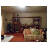 Wooden entertainment center, loveseat