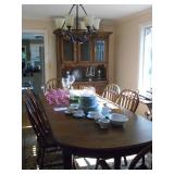 Heavy oak dining table, china