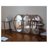Gilt mirror, wash stand, pie crust table