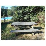 Wooden picnic table