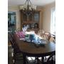Heavy oak dining table, china