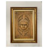 P19--framed wooden panel, antique