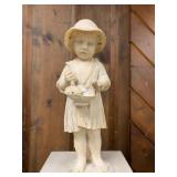 P363--marble statue, child with birds P363--marble statue, child with birds