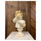 P20--marble statue, crying child with broken dish P20--marble statue, crying child with broken dish