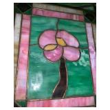 slag glass light fixture with a single bulb, pink and green--$400 slag glass light fixture with a single bulb, pink and green--$400