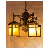 M715--Mission style fixture in silver with monks M715--Mission style fixture in silver with monks