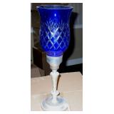 Etched Blue Candlestick