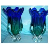 matching art glass vases
