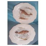 1900 hand painted fish plates