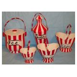 Mid Century red striped bar set