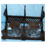 Wrought iron double inkwell