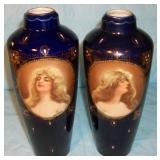 pair of portrait vases