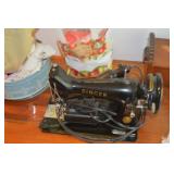 Early Tiny Singer Sewing Machine & Table
