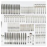 Danish Sterling Sliver Acorn Pattern Flatware and Serving Utensil Set, Georg Jensen, 20th C