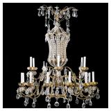 Pair of French Neoclassical Style Gilt Metal Eighteen Light Chandeliers