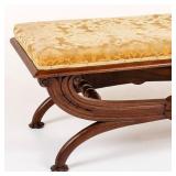 5226834: English Walnut X-Form Bench, Mid-19th Century