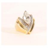 2.5ct Marquise Cut Diamond and 14K Gold Ring