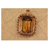 Large 14KT Gold Topaz Pendant