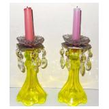 Vaseline Glass Candlesticks