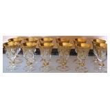 Large Selection of Hand Blown Gold Banded Glasses - To Be Sold In Sets - All with Polished Pontils a