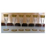 Large Selection of Hand Blown Gold Banded Glasses - To Be Sold In Sets - All with Polished Pontils a