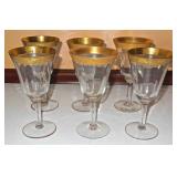 Large Selection of Hand Blown Gold Banded Glasses - To Be Sold In Sets - All with Polished Pontils a