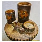 Adirondack Style Smoking Stand w/Indian motif