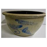Sipe, Nichols & Co. Blue Decorated Stoneware Mixing Bowl