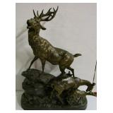 Signed French Bronze-Deer Family