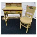 Art Deco Style Wicker Desk & Chair