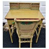 Wicker Desk & Chair-Front View