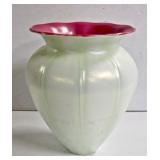 Art Deco Bronze Tulip Floor Lamp w/ Art Glass Shade