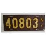 Undated N.Y. License Plate