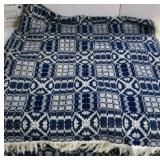 Blue & White Woven Coverlet