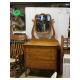 oak dresser - 3-drawer with beveled mirror