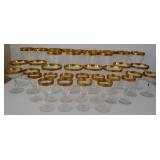 Many Gold Banded Glasses - Various Sizes