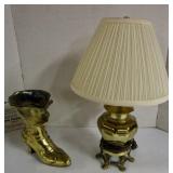 Brass Lamp & Book Vase