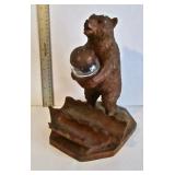Carved Standing Bear Ink Well