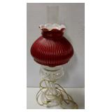 Electrified Oil Lamp-Red Shade