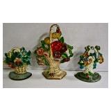 3 Vintage Floral Doorstops