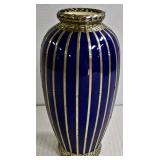 Deco Cobalt Vase w/Silver overlay