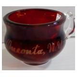 Oneonta NY Souvenir Ruby Glass