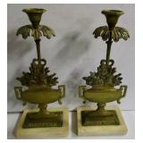 Pair of Candlesticks on Marble Bases