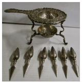 Sterling Corn Holders & Tea Strainer