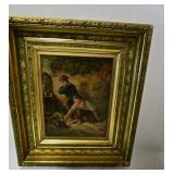 Painting of 2 Boys w/Toy Cannon