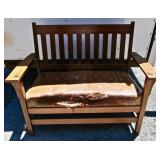 mission oak settee