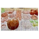 Lots of Depression Glass Cabbage Rose Pattern & Others - To Be Sold In Lots