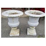 Pair of Antique Cast Iron Garden Urns