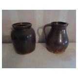 Brown Ware Crock & Batter Jug