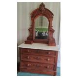 Walnut Marble Top Dresser